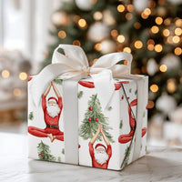 Meditating Santa Tree Wrapping Paper, Seated Yoga Santa Wrapping Paper, Zen Holiday Christmas Wrapping Paper, Festive Yogi Gift Wrap Roll