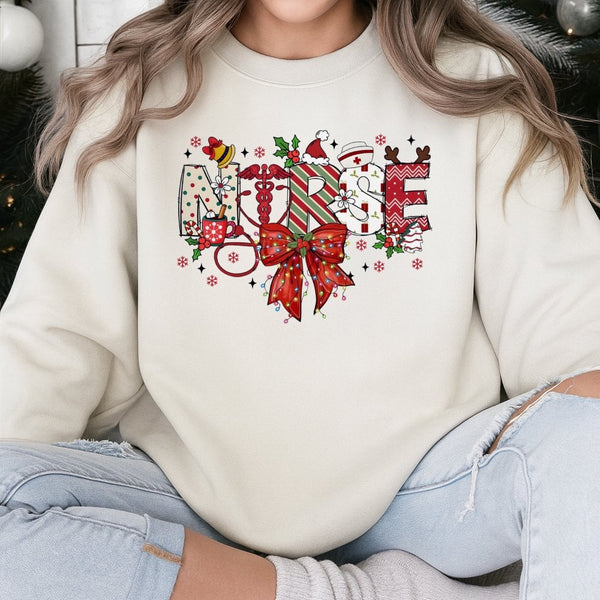Festive Stethoscope Holiday Sweatshirt, Christmas Nurse Sweatshirt, RN Healthcare Christmas Sweatshirt, Medical Crewneck, Win