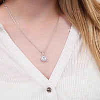 Cushion Cut Pendant, Eternal Hope Necklace for Wife, Cubic Zirconia Necklace, White Gold Stainless Steel Jewelry, Christmas Necklace Present