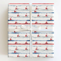 Crew Rower Scull Holiday Gift Wrap, Rowing Santa Wrapping Paper, Watercolor Sports Santa Paper, Christmas Regatta Wrapping Paper Roll