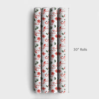 Flamingo Poinsettia Gift Wrap, Tropical Christmas Wrapping Paper, Pink Flamingo Holiday Wrapping Paper, Festive Winter Gift Wrap Roll