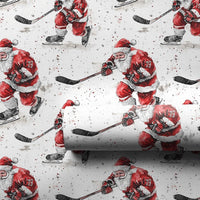 Watercolor Sports Gift Wrap Paper, Hockey Santa Christmas Wrapping Paper, Ice Hockey Holiday Wrapping Paper, Xmas Gift Wrap for Hockey Fans