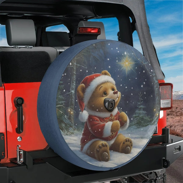 Winter Forest Scene Tire Cover, Christmas Santa Bear Spare Tire Cover, Festive Xmas Spare Tire Cover, Holiday Jeep Bronco SUV