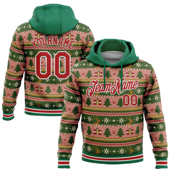 Personalized Name Number Sweatshirt, Custom Christmas Sports Hoodie, Ugly Sweater 3D Holiday Hoodie, Xmas Present for Fans