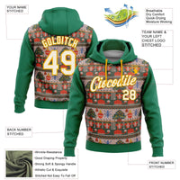 Personalized Ugly Sweater Hoodie, Custom Christmas Hoodie, Kelly Green Gold Holiday Hoodie, Custom Name Number Sweatshirt, Xmas Present