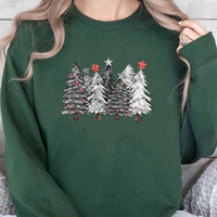 Winter Evergreen Forest Pullover, Minimalist Pine Tree Christmas Sweatshirt, Neutral Boho Holiday Sweater, Comfy Festive Xmas Crewneck