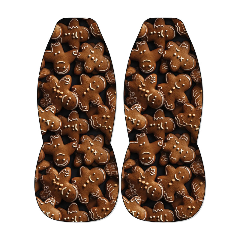Christmas Car Seat Covers, Gingerbread Man Car Seat Covers, Holiday Front Bucket Seat Covers, Adorable Winter Auto Interior Decor, Set of 2