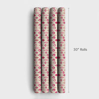 Watercolor Bauble Gift Wrap, Pink Christmas Ornament Wrapping Paper, Vintage Pink Holiday Wrapping Paper, Pastel Christmas Packaging Roll