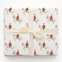 Equestrian Christmas Gift Wrap, Santa Riding White Horse Wrapping Paper, Gold Speckle Holiday Wrapping Paper, Horse Lover Gift Wrap Roll
