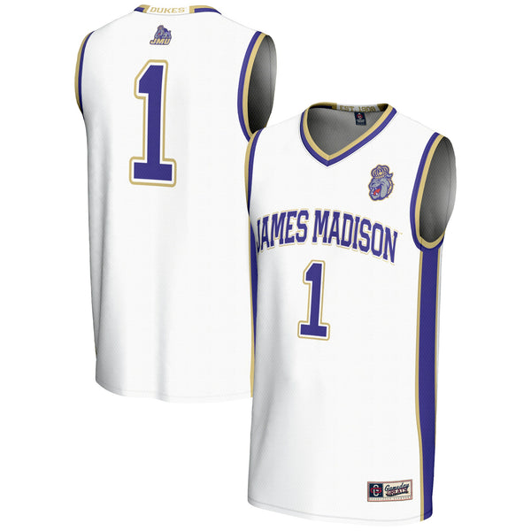 #1 James Madison Dukes Lightweight Basketball Jersey - White