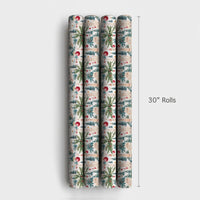 Watercolor Palm Tree Wrapping Paper, Tropical Christmas Wrapping Paper, Coastal Holiday Gift Wrap, Exotic Festive Christmas Wrapping Paper