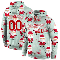 Personalized Santa Pattern Sweatshirt, Custom Christmas Sports Hoodie, Ugly Christmas Holiday Pullover Hoodie, Sports Fan Present