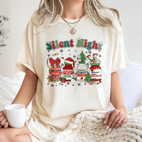 Humorous ICU Meds Graphic Tee, Silent Night Nurse Christmas T-Shirt, Medical Holiday Shirt, Registered Nurse Christmas Shirt, Xmas Present for RN