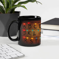 Festive Holiday String Lights Ceramic Mug, Christmas Lights Alphabet Mug, Merry Teacher Christmas Coffee Mug, Adorable Winter Tea Cup Present