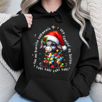 Adorable Donkey Christmas Lights Sweatshirt, Mi Burrito Sabanero Hoodie, Spanish Villancico Holiday Pullover, Festive Latino Family Hoodie