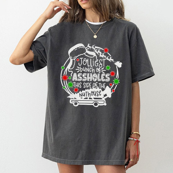 Humorous Christmas Quote Shirt, Jolliest Bunch of Assholes Shirt, Retro Holiday Graphic Tee, Humorous Xmas T-Shirt, Christmas