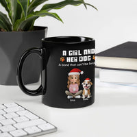 Personalized Pet Owner Coffee Mug, Girl and Her Dog Ceramic Mug, Christmas Dog Lover Cup, Adorable Puppy Graphic Drinkware Present for Mom