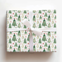 Festive Pine Holiday Gift Wrap, Watercolor Christmas Tree Wrapping Paper, Winter Botanical Wrapping Paper, Xmas Present Wrap