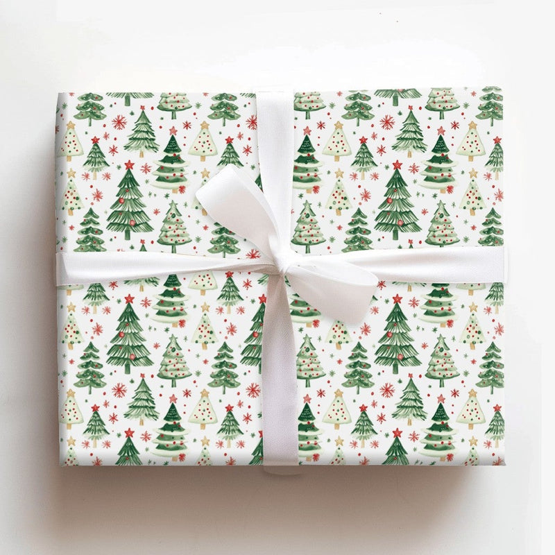 Festive Pine Holiday Gift Wrap, Watercolor Christmas Tree Wrapping Paper, Winter Botanical Wrapping Paper, Xmas Present Wrap