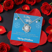Rotating Rose Box Love Knot Pendant, Wife Love Knot Necklace, CZ Crystal Holiday Necklace, Romantic Christmas Jewelry Present for Her
