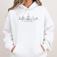 Minimalist Christian Christmas Hoodie, Oh Come Let Us Adore Him Hoodie, Line Art Faith Holiday Pullover, Nativity Religious Church Hoodie