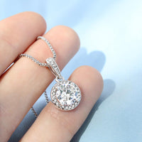 Cushion Cut Pendant, Eternal Hope Necklace for Wife, Cubic Zirconia Necklace, White Gold Stainless Steel Jewelry, Christmas Necklace Present