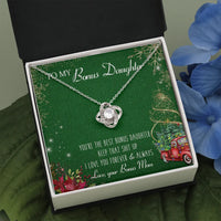 14k White Gold Over Steel Love Knot Pendant Necklace, Bonus Daughter Christmas Necklace, Holiday Jewelry Present from Bonus Mom