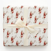 Santa Playing Tennis Gift Wrap, Tennis Santa Wrapping Paper, Sports Christmas Wrapping Paper, Humorous Tennis Player Holiday Gift Wrap Roll