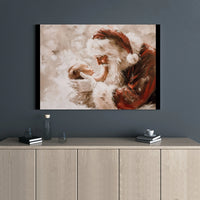 Whimsical Christmas Canvas Wall Art, Santa Claus Holding Newborn Baby Canvas Print, Holiday Nursery Canvas Decor, Family Christmas Present