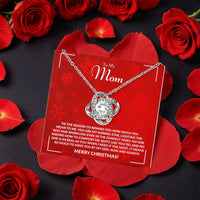 CZ Crystal Love Knot Pendant, Mom Love Knot Necklace, Rotating Rose Gift Box Jewelry, White Gold Knot Necklace, Christmas Present for Mom