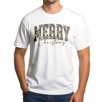 Varsity Letter Holiday Shirt, Merry Christmas Camo T-Shirt, Outdoorsy Winter Graphic Tee, Festive Xmas Top, Present for Men and Women
