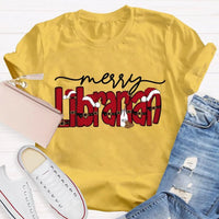 Merry Christmas Bookish T-Shirt, Librarian Christmas Shirt, Holiday Book Lover Graphic Tee, Reading Teacher Winter Holiday Shirt Present