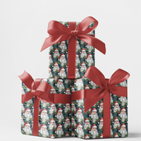 Simply Santa Gift Wrap, Santa Claus Wrapping Paper, Snowflake Christmas Paper Roll, Festive Holiday Gift Wrap, Traditional Present Paper