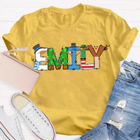Custom Name Holiday Shirt, Personalized Merry Christmas Vibes T-Shirt, Family Christmas Graphic Tee, Custom Xmas T-Shirt