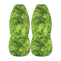Holiday Plush Front Seat Covers, Lime Green Fuzzy Car Seat Covers, Green Monster Car Seat Covers, Christmas Auto Bucket Seat Protector Set