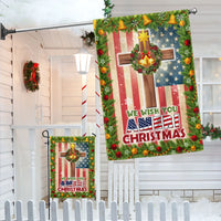 Double Sided Patriotic Lawn Flag, Christian Cross American Flag Garden Flag We Wish You Ameri Christmas Yard Flag, Holiday Yard Banner