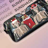 Holiday Windshield Sun Shade, Christmas Skeleton Couple Car Sunshade, Winter Gothic Auto Sunshade, Festive Sun Shade, Car Lover Present
