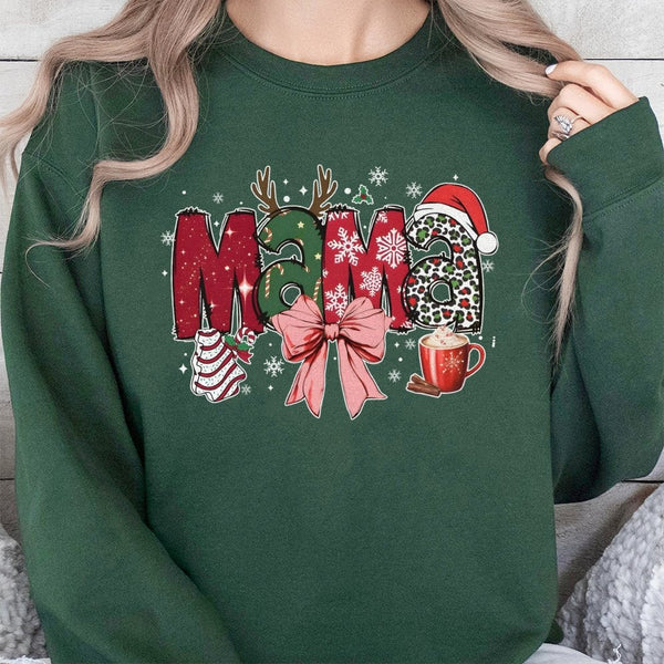 Festive Cheetah Print Holiday Pullover, Christmas Mama Leopard Sweatshirt, Adorable Winter Mother Sweater, Christmas Morning 