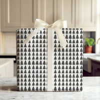 Black and White Christmas Wrapping Paper, Minimalist Pine Tree Wrapping Paper, Modern Tree Gift Wrap, Holiday Present Wrapping Paper