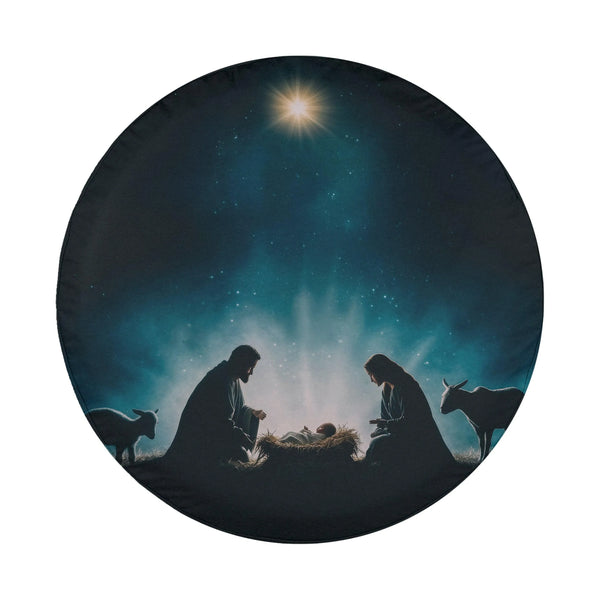 Silent Night Holy Christmas Tire Cover, Nativity Scene Spare Tire Cover, Christian Faith Spare Tire Cover, Religious Jeep Bro