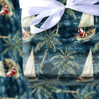 Coastal Christmas Gift Wrap, Sailing Santa Wrapping Paper, Tropical Holiday Wrapping Paper, Palm Tree Ocean Christmas Paper Roll