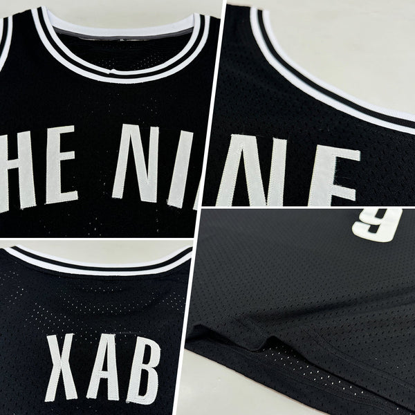 Custom Basketball Jersey - Black White Authentic Throwback
