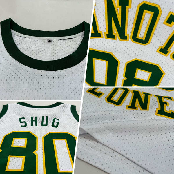 Custom Basketball Jersey - White Green-Gold Authentic Throwback