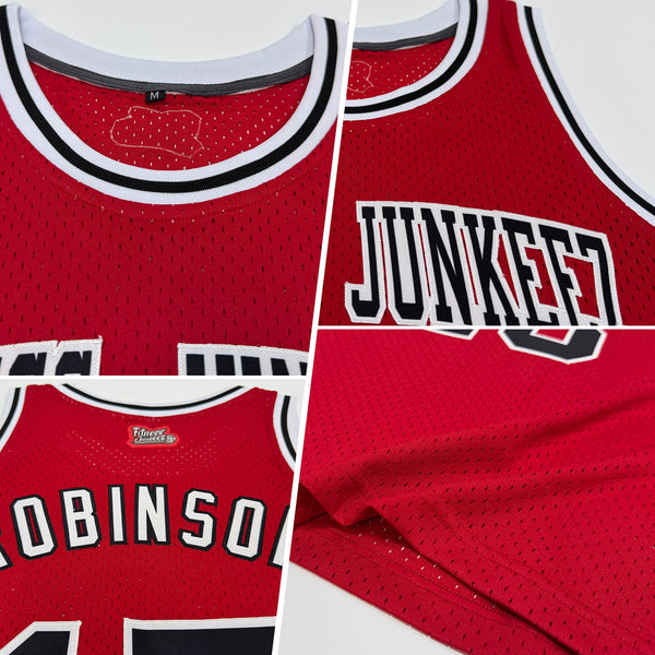 Custom Basketball Jersey - Red Black-White Authentic Throwback