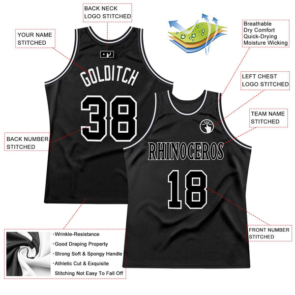 Custom Basketball Jersey - Black Black-White Authentic Throwback