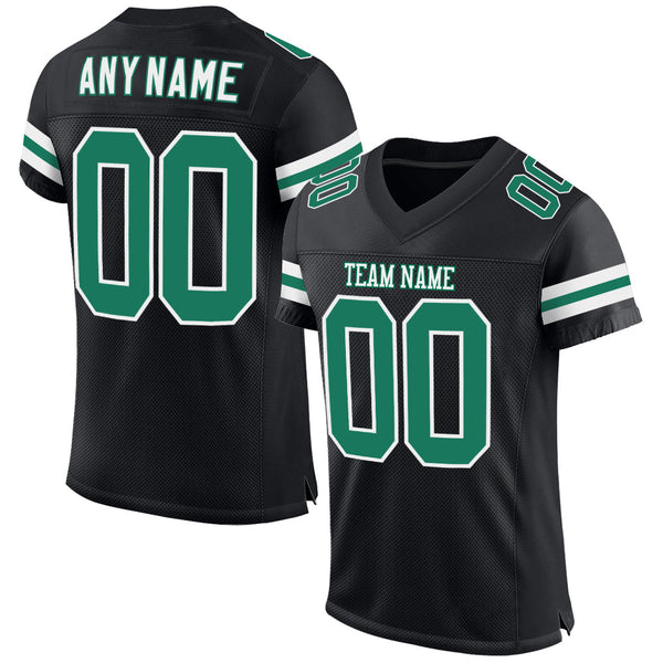 Custom Football Jersey - Black Kelly Green-White Mesh Authentic