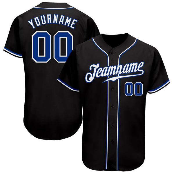 Custom Baseball Jersey - Black Royal-White Authentic