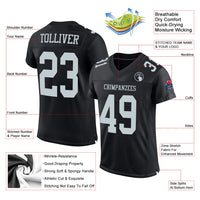 Custom Football Jersey - Black Silver Mesh Authentic