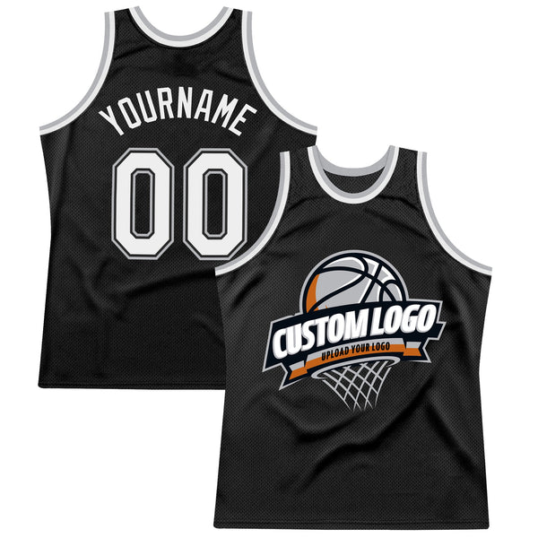 Custom Basketball Jersey - Black White-Gray Authentic Throwback