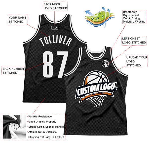 Custom Basketball Jersey - Black White Authentic Throwback